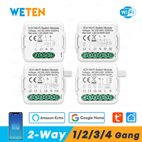 Tuya Smart Life Wifi Light Switch Module 1 2 3 4 Gang 110V 220V, 2 Way Control Smart Home Interruptor Support Alexa Google Home