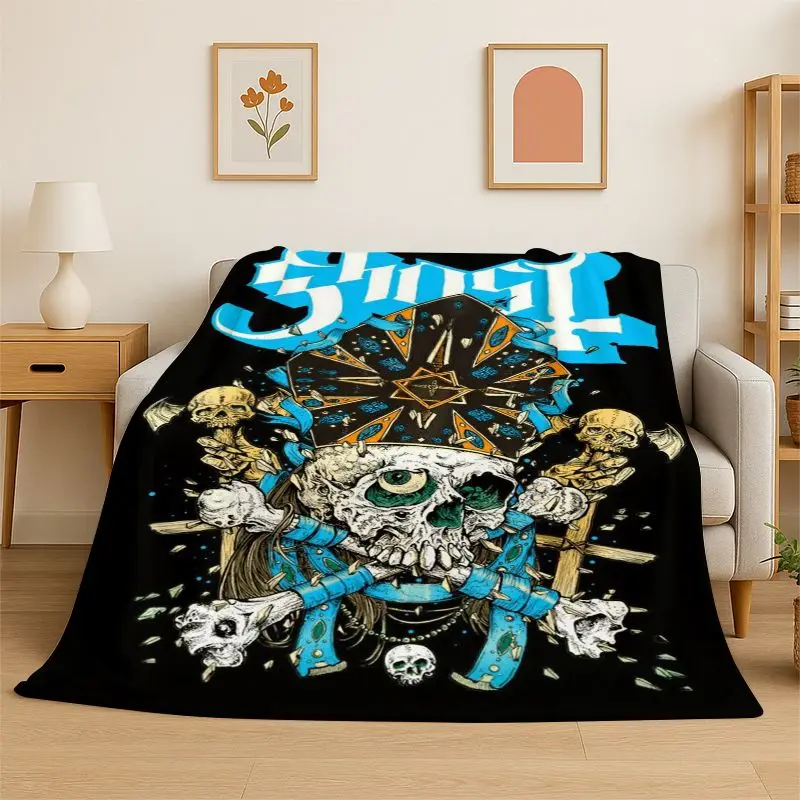 Rock Metal Dark Ghost Band Papa Emeritus Flannel Blanket,Ultra Soft Plush Throw for Home Bedroom Bed Sofa Cover Office Picnic