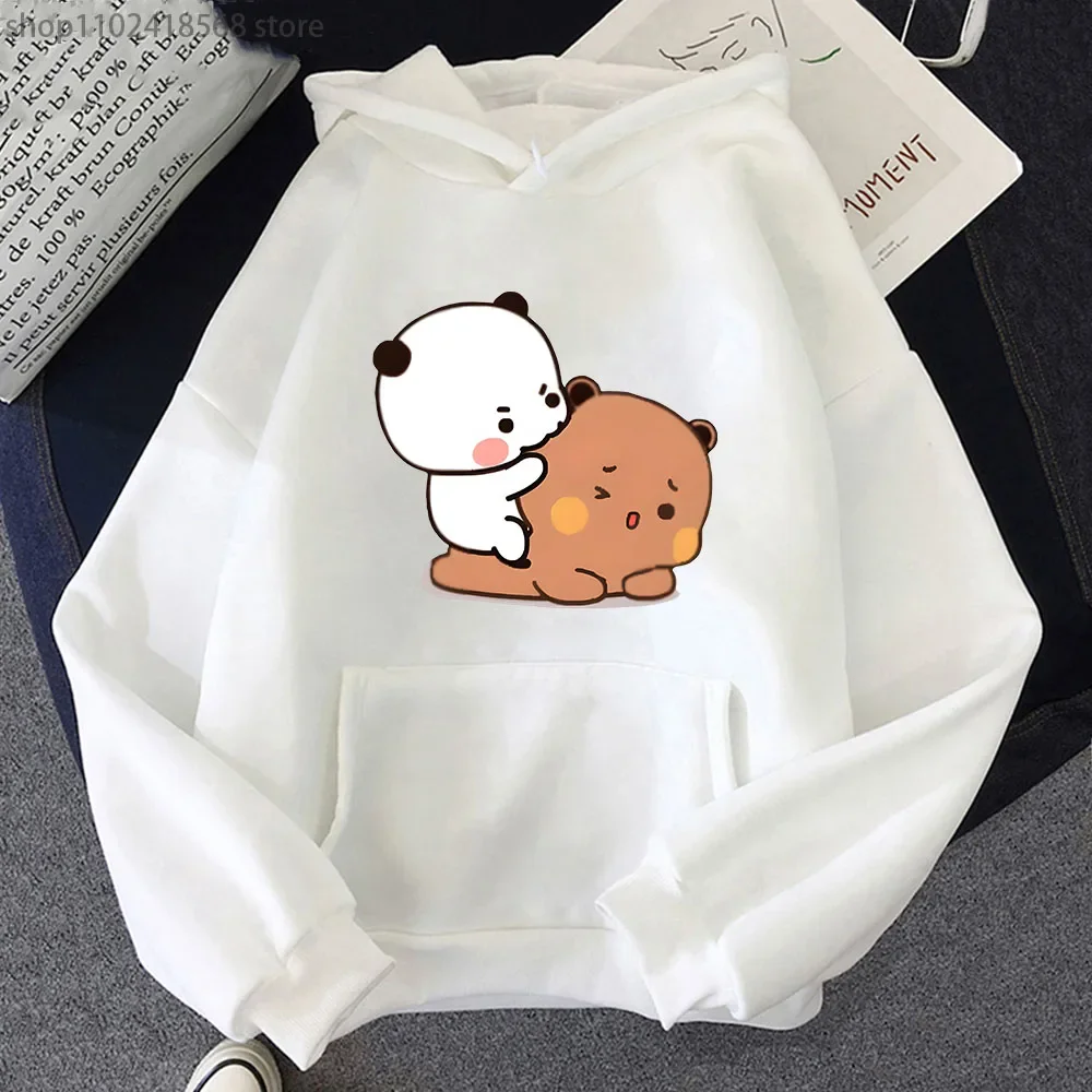 Bubu Biting Dudu Hoodie Cartoon Brownie Panda Bear Sweatshirt Women Kawaii Y2k Sudaderas Men Clothes Autumn Winter Pullover Top