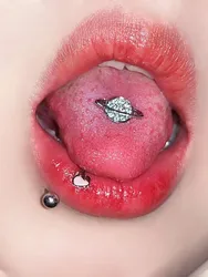 HUANZHI Sparkling Zirconia Heart Star Tongue Staple Y2K Sexy Charming Lip Staple Party Personalized Jewelry for Women Girls New