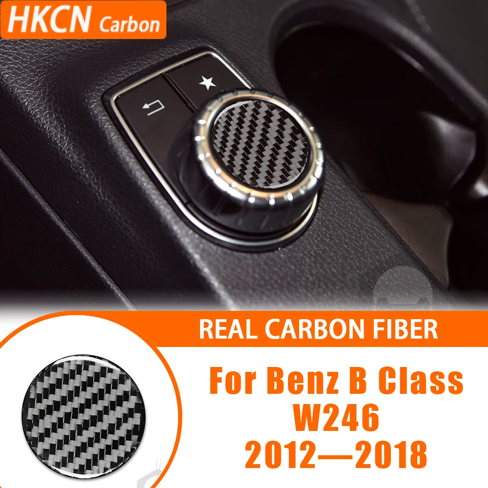 

Carbon Fiber Center Multimedia Knob Panel Cover Trim Modified Sticker Interior Car Accessories For Benz B Class W246 2012—2018