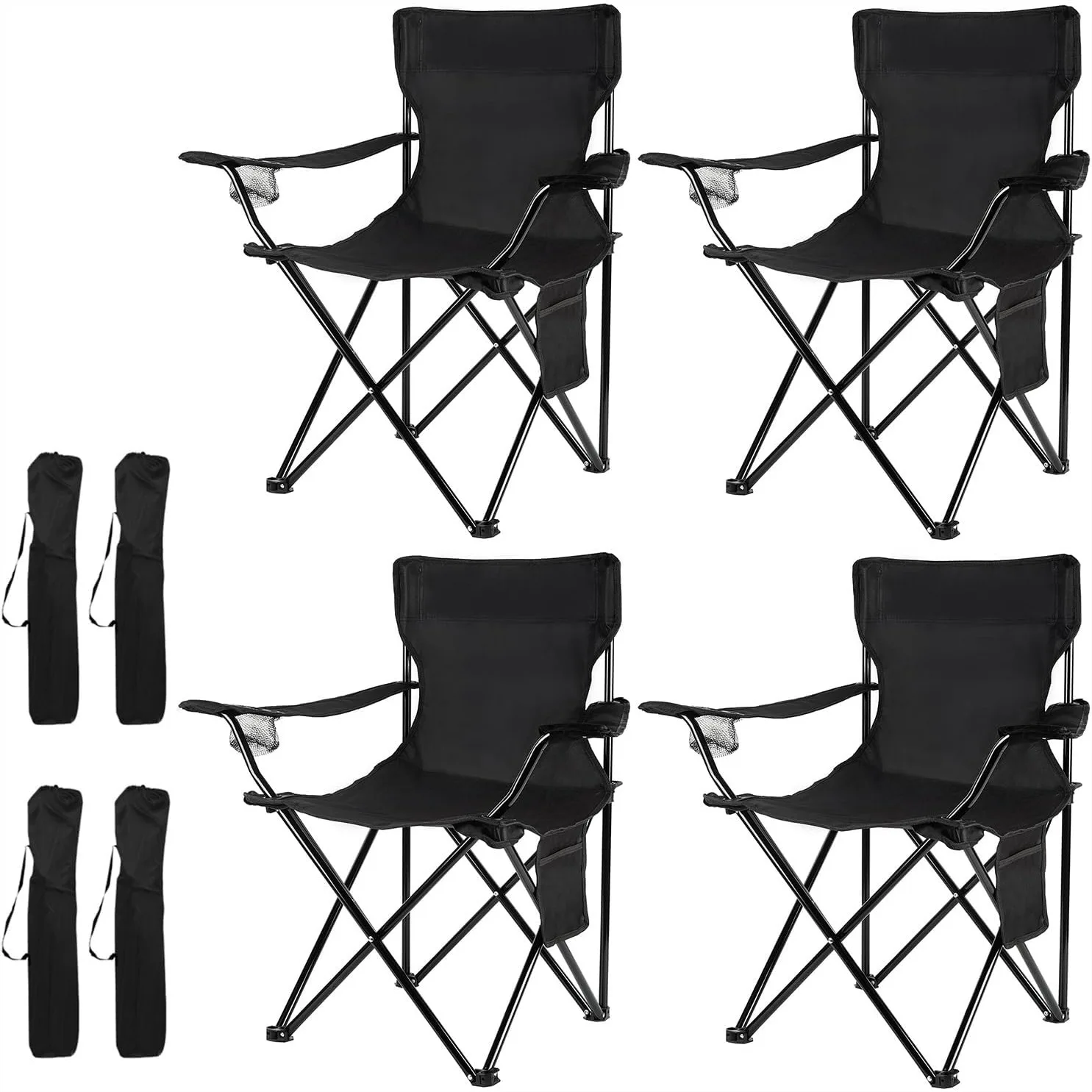 

Folding Camping Chairs 4 Pack, Lightweight Portable Chair for Beach Lawn Outdoor Sports, Easy Setup with Carrying Bag
