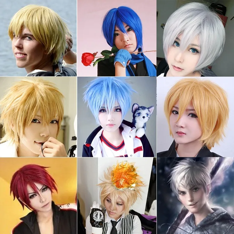 Halloweenowa peruka krótka Kudłaty proste pełne peruki Syntetyczny brązowy blond C Unisex USA
