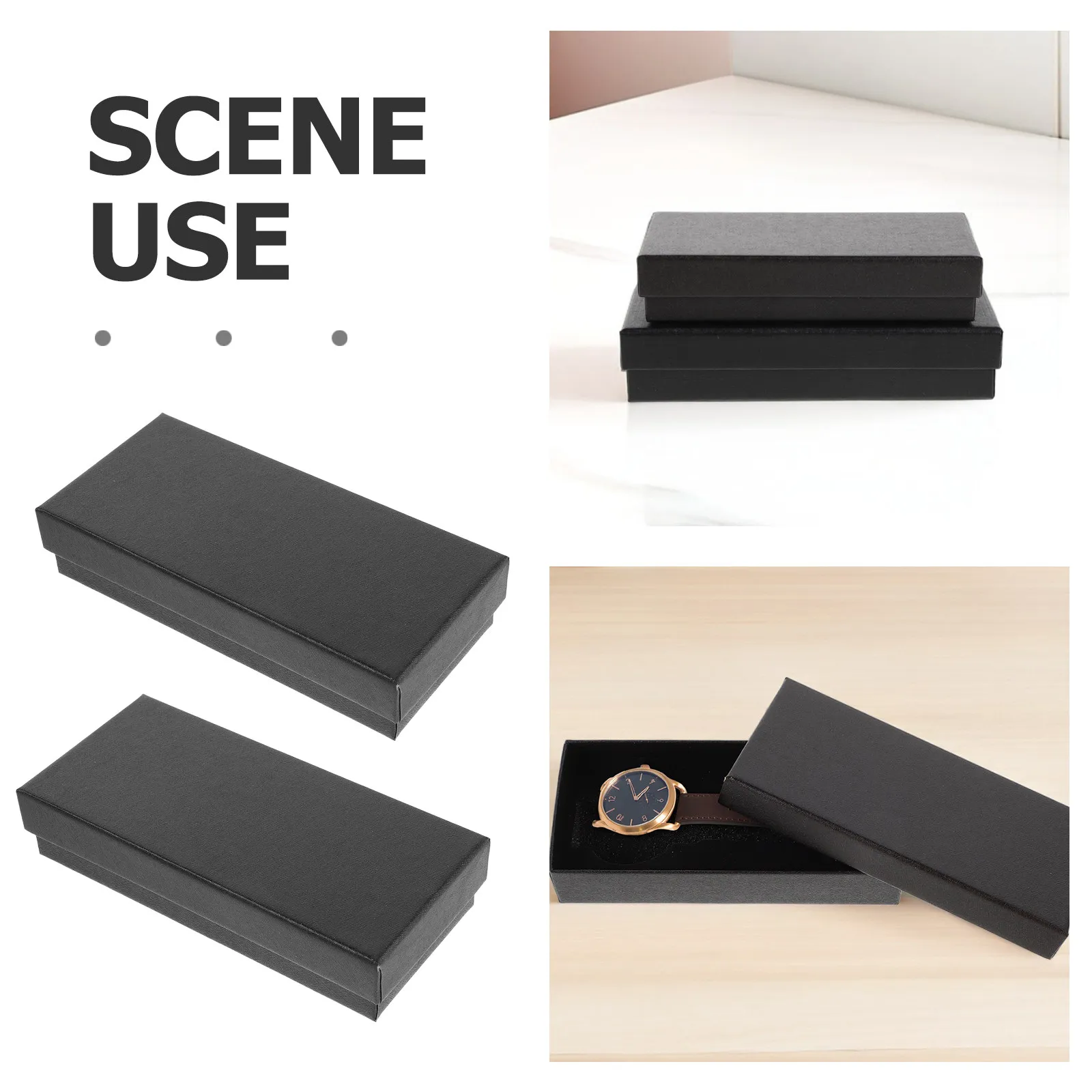 10pcs Black Rectangular Box Elegant Organizer Case Secure Slot For Watch Display Stand Single Watch Packaging Box