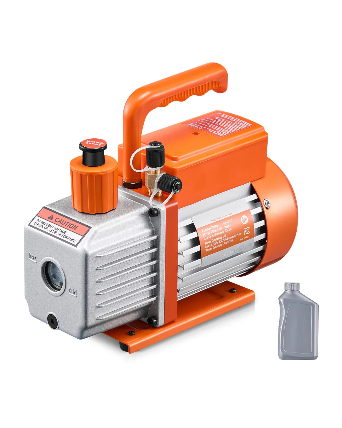 Vacuum Pump & Oil Bottle 3.5CFM/4CFM/5CFM 1-Stage or 6CFM 9CFM 2-Stage, R134a R22 R410a Systems Conditioner Maintenance