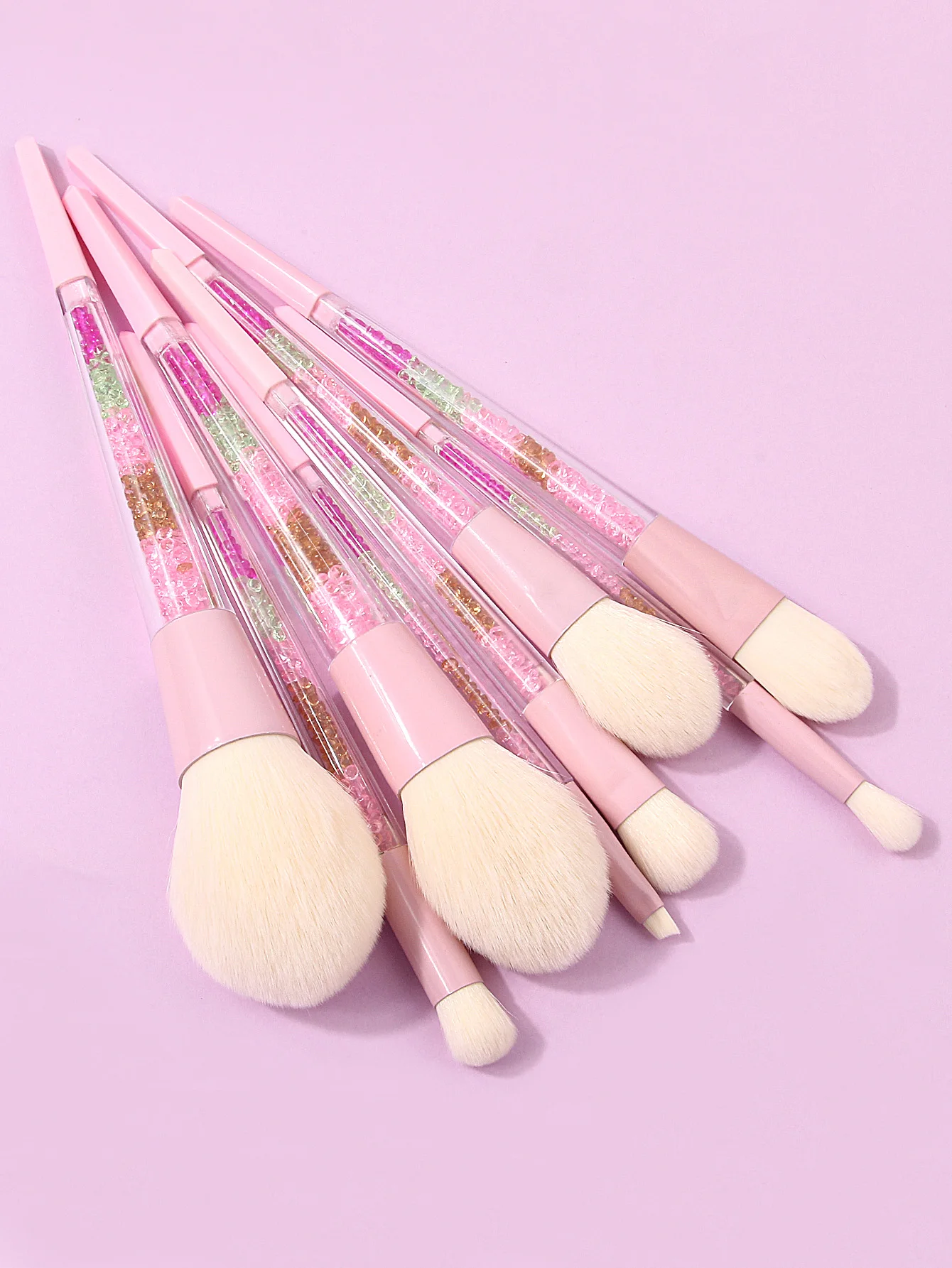 High-end luxury diamond makeup brush set 8PCS super soft brush large loose brush, blush brush, contouring brush, flame brush, hi