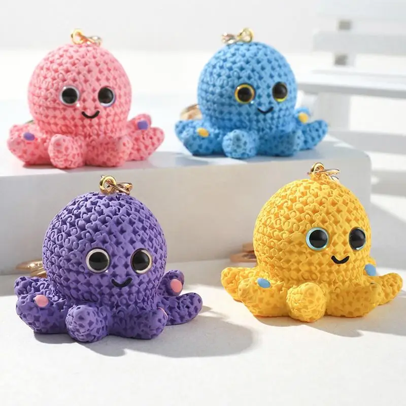 Resin Octopus Keychain Pendant Simulation Cartoon Marine Creatures Octopus Bag Pendant Keychain Colorful Fine Artwork for kids