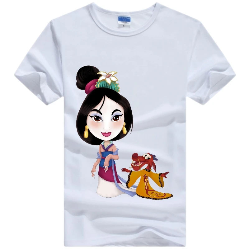 Kawaii Disney Cartoon camicetta Hua Mulan Graphic T-shirt donna Goth Clothes Mens Tees Summer manica corta Streetwear Y2k T-shirt