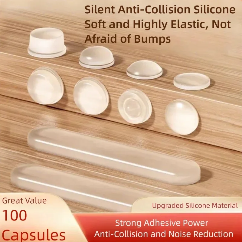 Anti-Impact Silicone Bumper Pads for Household, Anti-Collision Cushion Stickers for Door Knobs, Cabinet, Wall and Refrigerator D