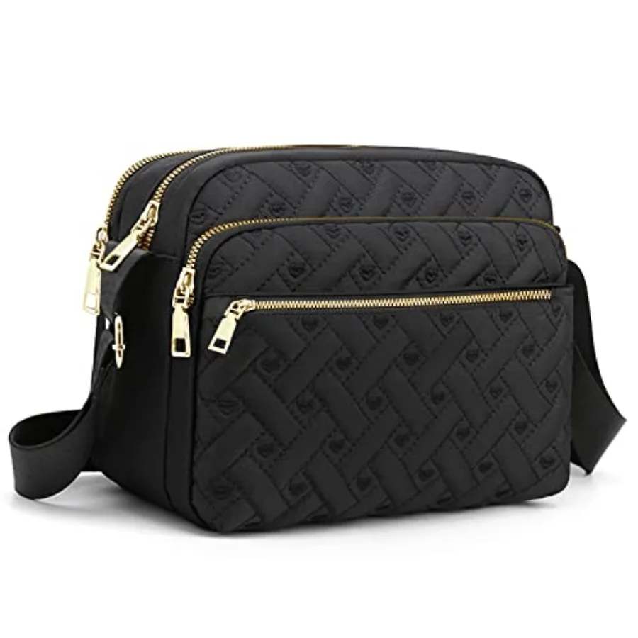 

Medium Nylon Crossbody Bags for Women Trendy Crossbody Purses Travel Large Cross Body Bag Quilted Purse