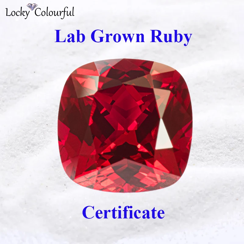 Lab Grown Ruby Pigeon Blood Red Color Square Cushion Shape Charm Beads for Diy Jewelry Making Rings Selectable  AGL Certificate