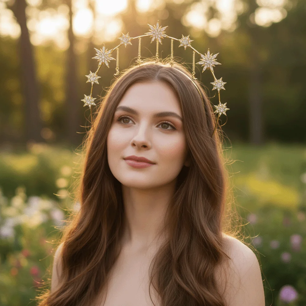 Gothic Glory Sun Crown Black Color Lolita Spiked Headpiece Baroque Style Photography Performance Renaissance Cosplay Headband
