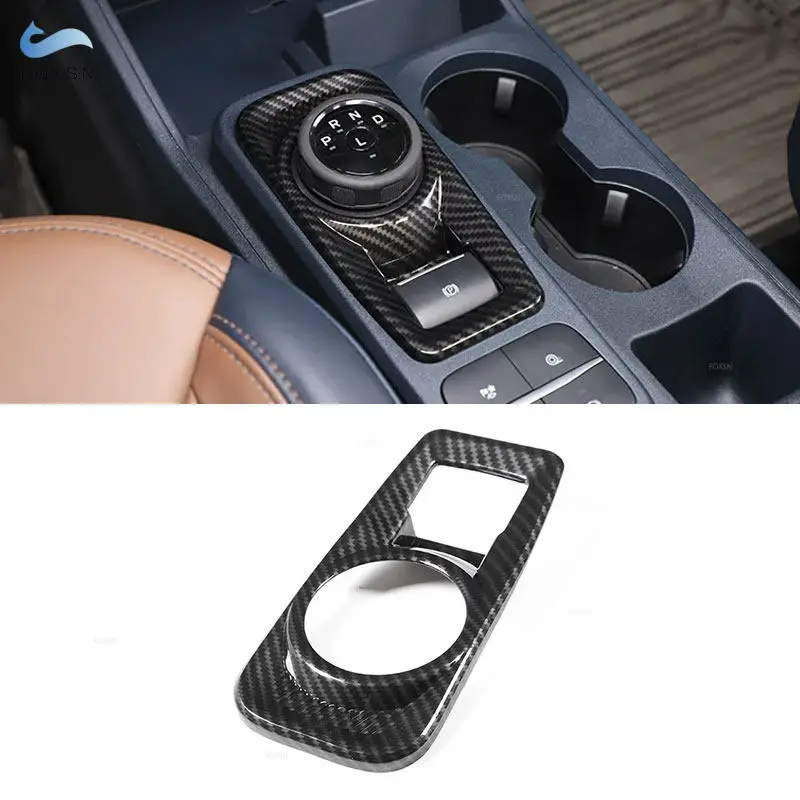

ABS Car Center Console Gear Shift Panel Handbrake Button Cover Frame Trim For Ford Maverick 2022 2023 2024 Carbon Fiber Texture