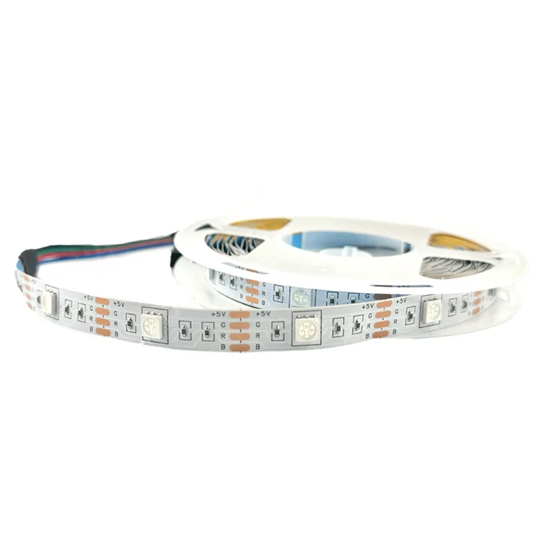 DC 5V 5050 RGB LED Strip Light Flexible LED  Tape 5m 30 60 Leds/m With 4pin Plug TV Backlight White/ Black PCB