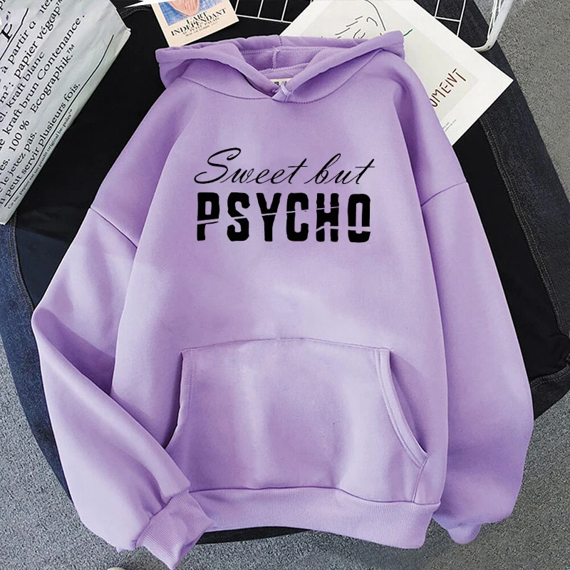 Sweet But Psycho Printed Long Sleeve Pullover Hoodies For Women And Men Couple Casual Sweatshirts Autumn Winter Plus Size Hoodie