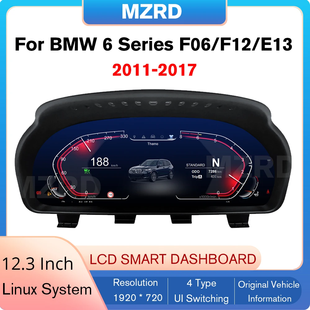 COREYES 12.3'' Digital Instrument Cluster for BMW 6 Series F06/F12/F13 CIC NBT Linux System Speedometer Car Dashboard 2011-2017