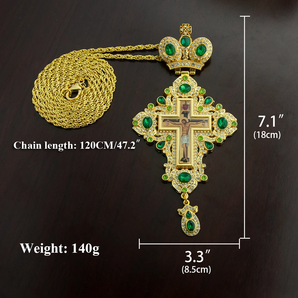 Orthodox Jesus Cross Pendant Church Father's Chest Pendant Religious Prayer Ritual Supplies Alloy Cross Necklace