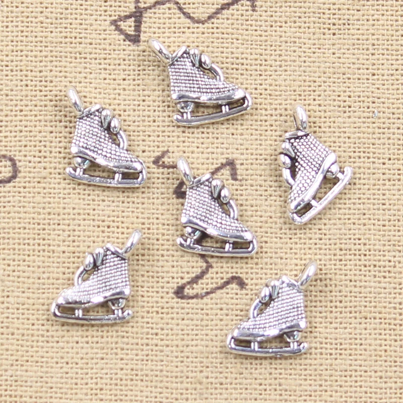 20pcs Charms Skating Shoes Ice Skate 13x13mm Antique Silver Color Pendants DIY Crafts Making Findings Handmade Tibetan Jewelry