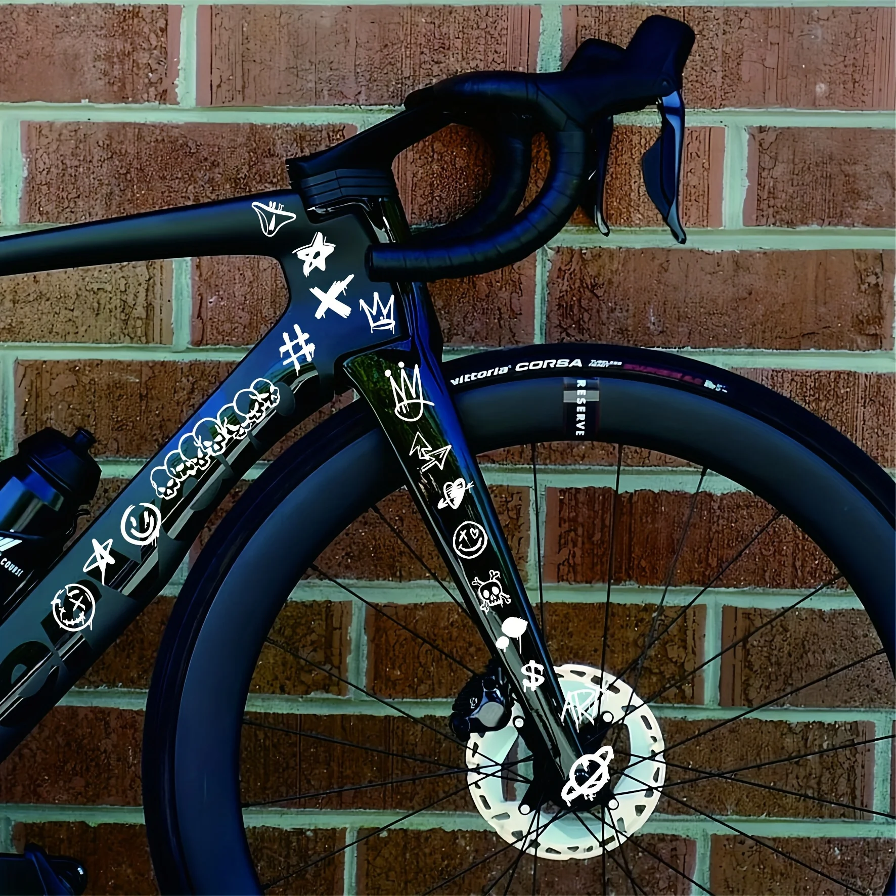 1SET Graffiti Totenkopf Fahrrad-Aufkleber-Set, Wasserfester Vinyl-Aufkleber für Rennrad-Rahmen-Dekoration JDM