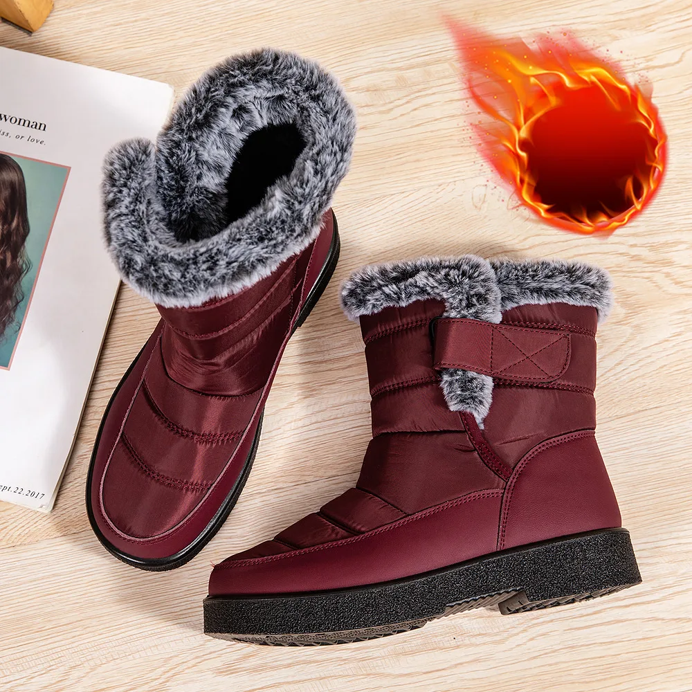 Women's Waterproof Winter Snow Boots Fluffy Fur Anti Slip Platform Ankle Boots for Women Outdoor Thick Plush Warm Cotton Shoes - view 4