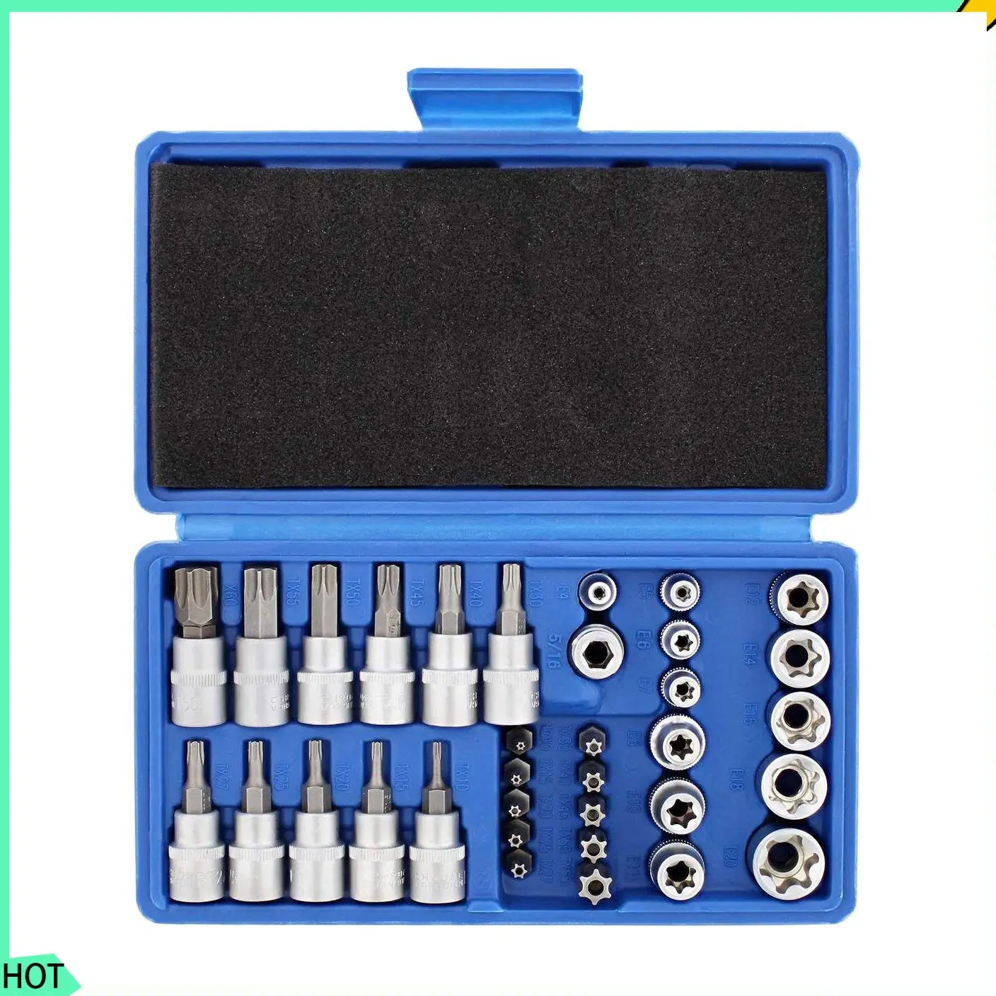 AWAH 34Pcs Torx Socket Set Triple Square Socket Set Torx Bit Socket Set Star Bit Set Male Female Set