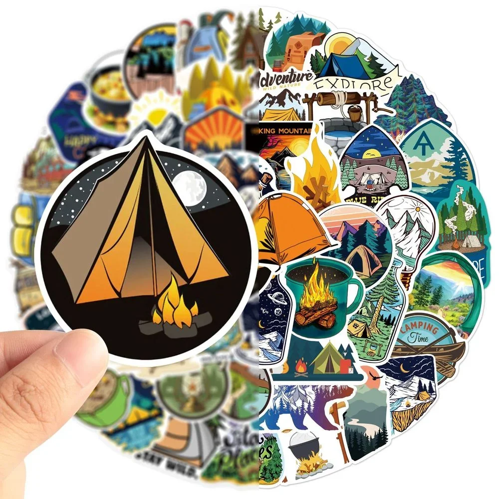 10/50PCS New Outdoor Wild Camping Adventure Stickers Climb Travel Landscape Waterproof Luggage Phone Laptop Cup Motorcycle Decal