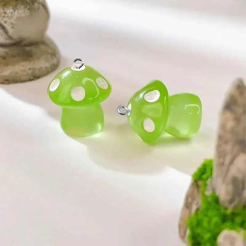 10pcs Luminous Mushroom Charms Resin Pendants For Jewelry Making Accessories DIY Earrings Necklace Keychain image 3