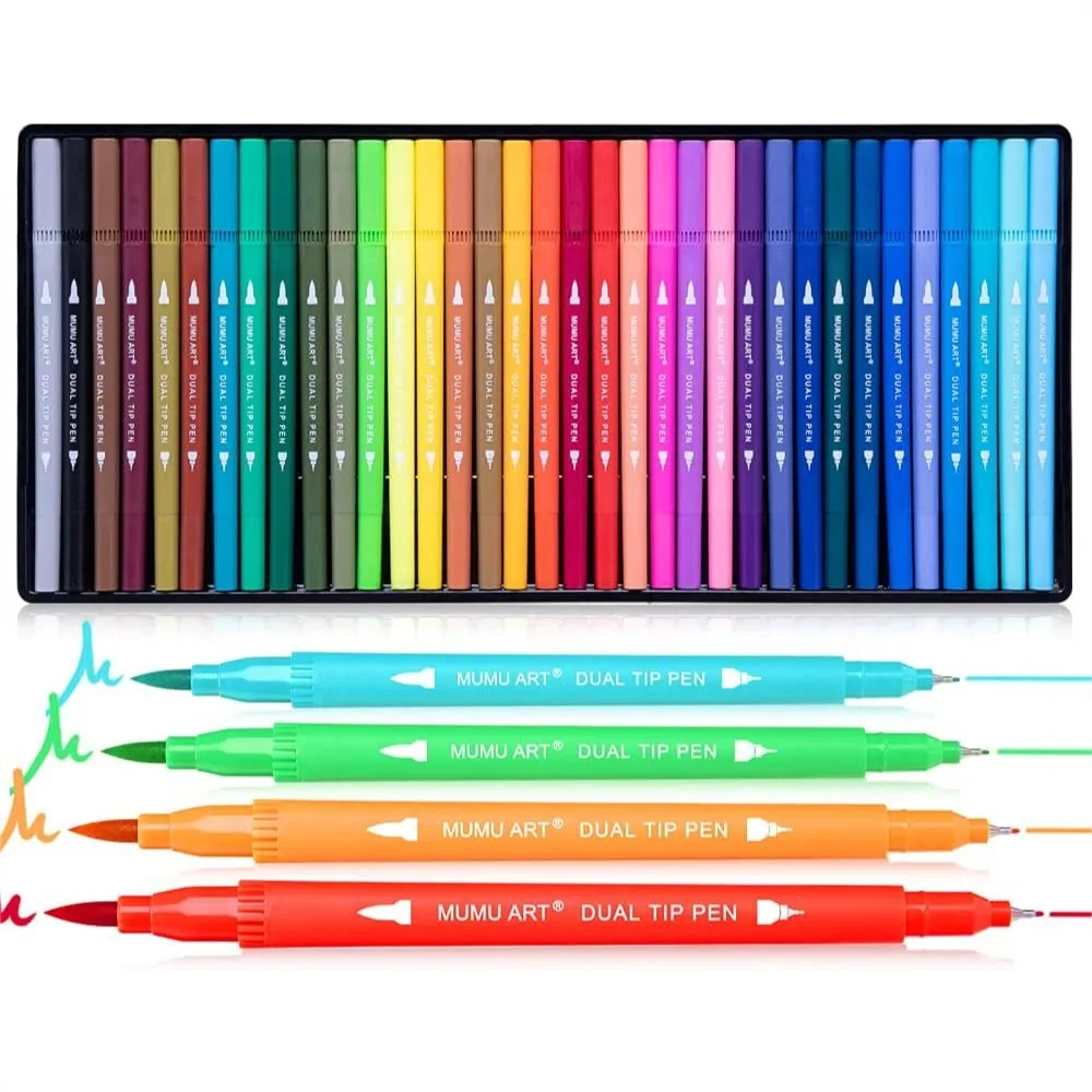 35 Dual Markers Pen for Adult Coloring Book, Fine Tip Colored Pens for Bullet Journaling Drawing Planner