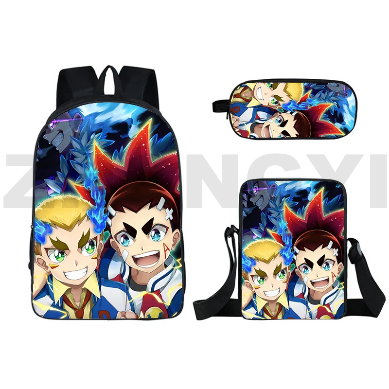 New 3D Japan Beyblade Burst Bagpack Travel Anime Beyblade Burst Backpack Teenager Bookbag Softback 16 Inch Students School Bag