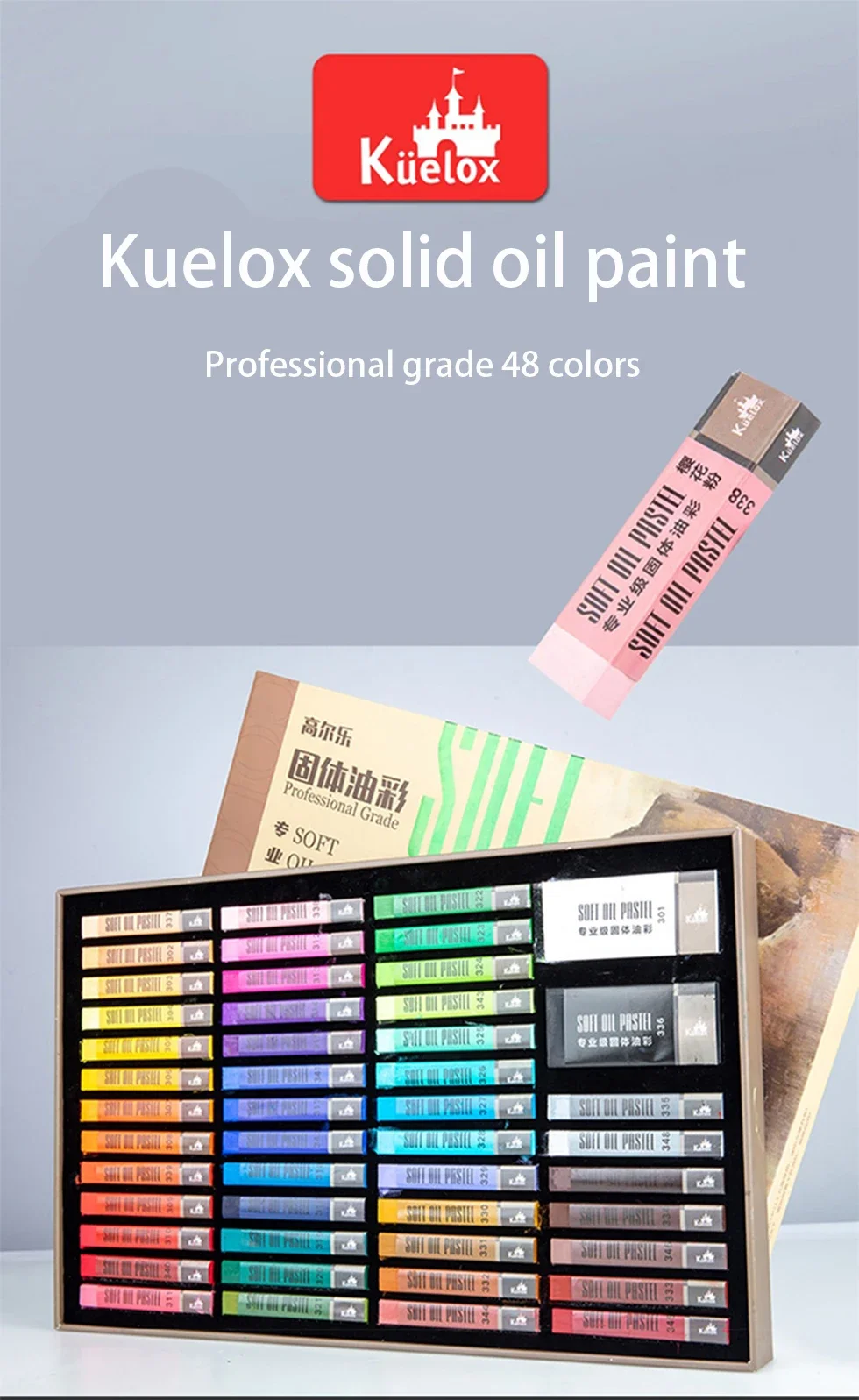 Kuelox Künstlerische weiche Ölpastelle, Mini, professionell, fest, ölig, wasserlöslich, Malpigment, Buntstift für Geschenke, Kunst, Schulbedarf – Detail 1