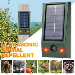 Solar Powered Ultrasonic Animal Repeller with LED Flash Drive Indoor/Outdoor Silent Drive for Pest Control