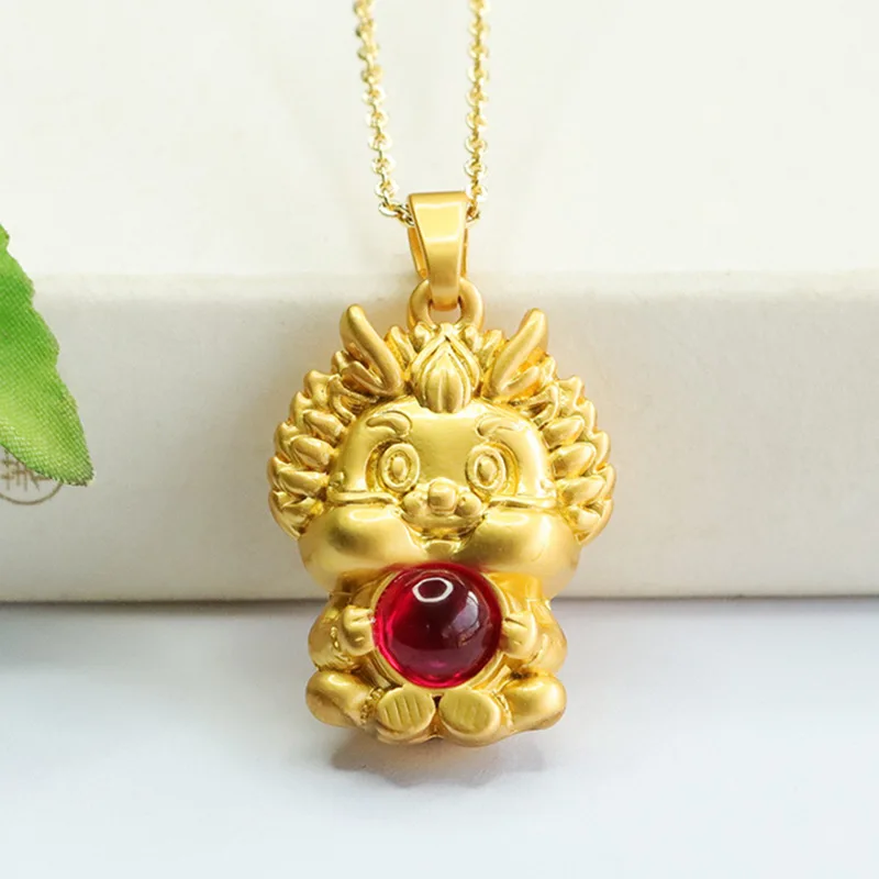 

Кулон-талисман Дракон из красного корунда, ожерелье с рубином, ювелирное украшение с цветными камнями