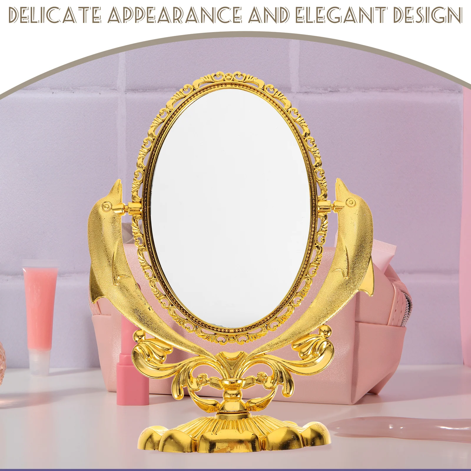 

Desktop Double-Sided Makeup Mirror Stable Base Swivel Tabletop Vanity Mirror for Dressing Table Makeup Artist