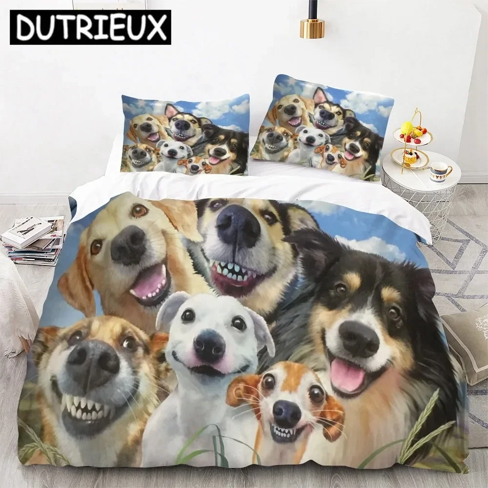 

Cute Cartoon Dogs Animal 3D Duvet Cover Bedding Set Comforter Linen Pillowcases Quilt Cover Home Decor Single Double Twin Queen