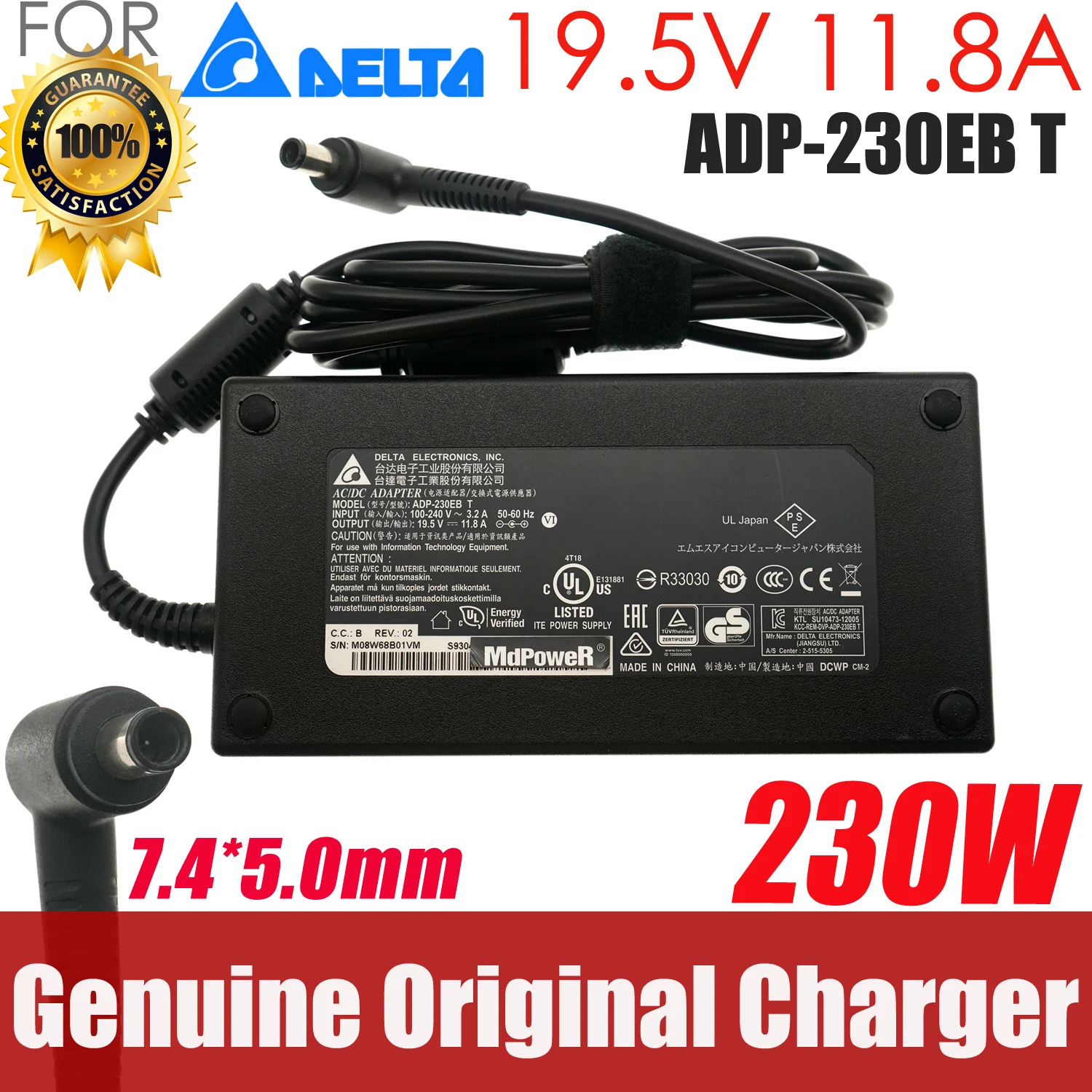 

Genuine DELTA ADP-230EB T 19.5V 11.8A 230W AC Adapter Charger For ASUS ROG G750JH G750JZ G751J G752VS G752VY Laptop Power Supply