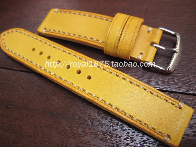 Durable Waterproof Yellow Leather Watchband  20mm 22mm Strap  Watch Bands Premium Bracelet