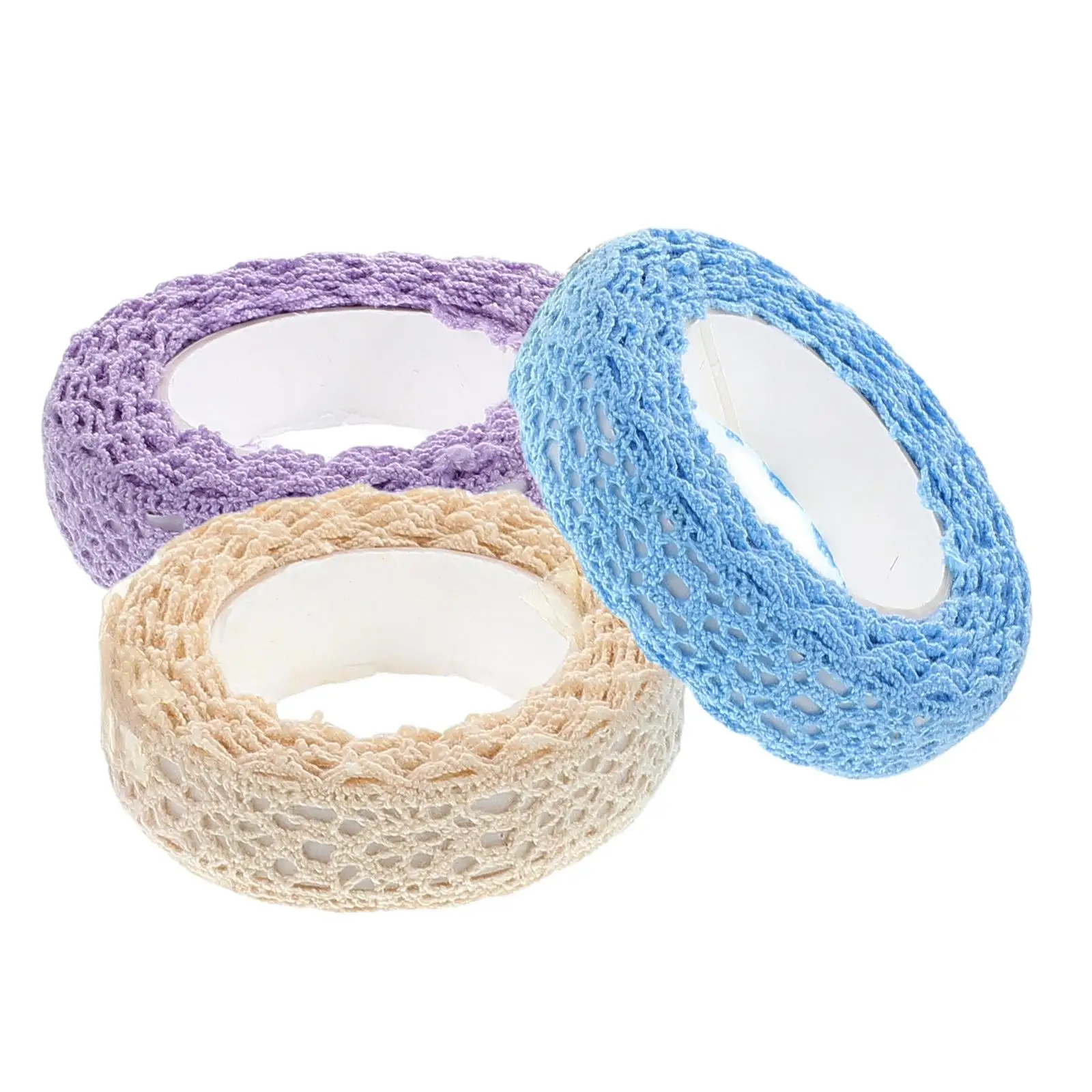 3pcs Fabric Lace Tape 8 Light 2 Ivory 3 Multipurpose Hand Crafting Scrapbooking Photo Albums Decorative