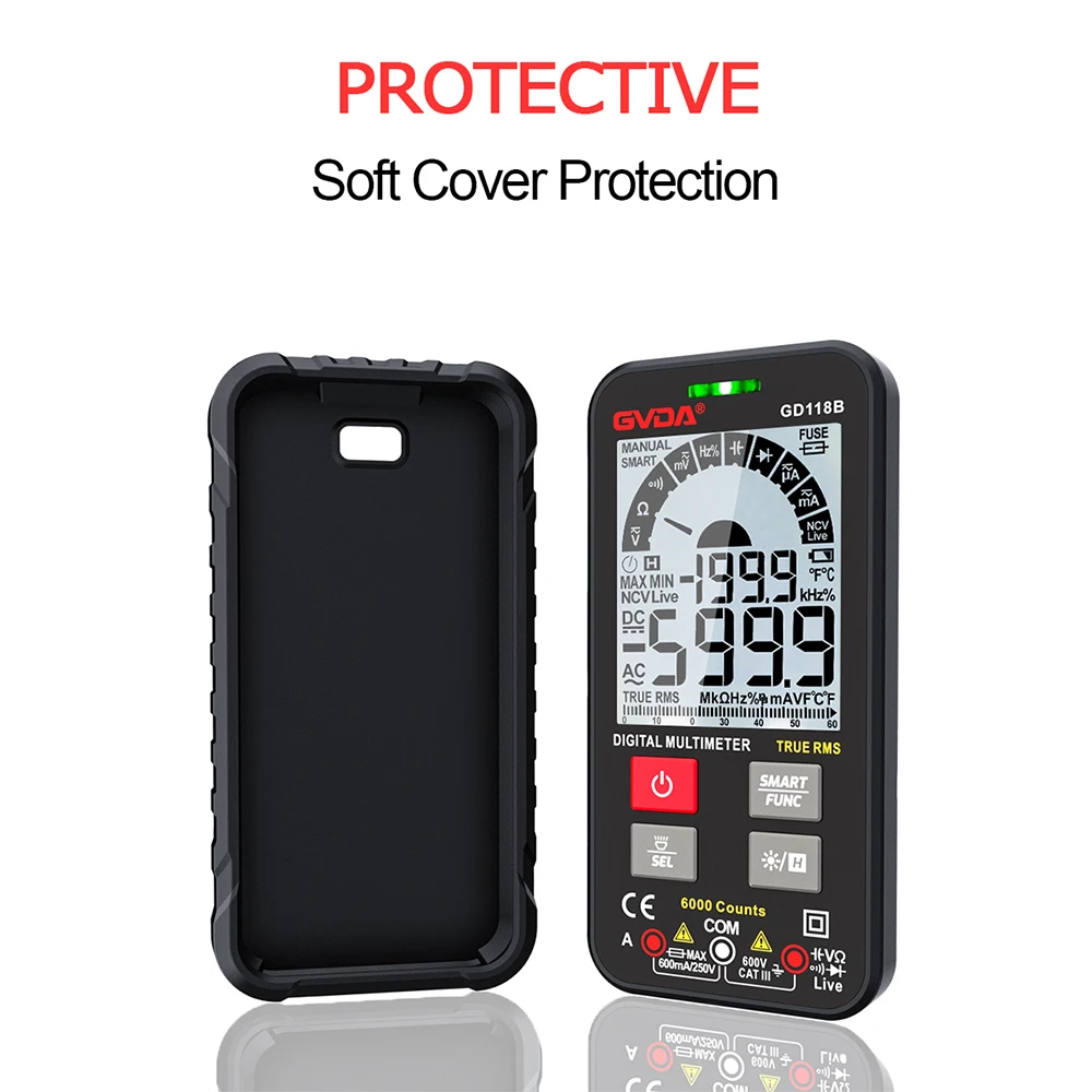 Gvda Digitale Multimeter Ture Rms Ac Dc Ncv Smart Multimetro Tester Ohm Capaciteit Hz Voltage Meter Multitester