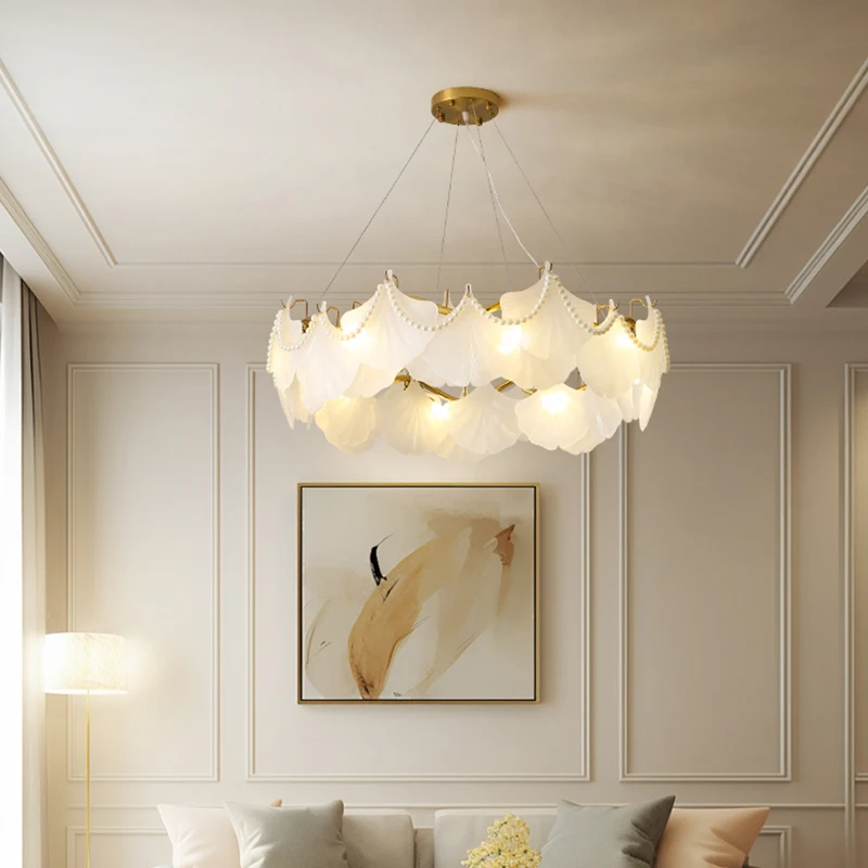 French Light Luxury Creative Design For Pendant Lamp Living Room Designed Cream Glass Bedroom Dining Room Lighting Fixtures