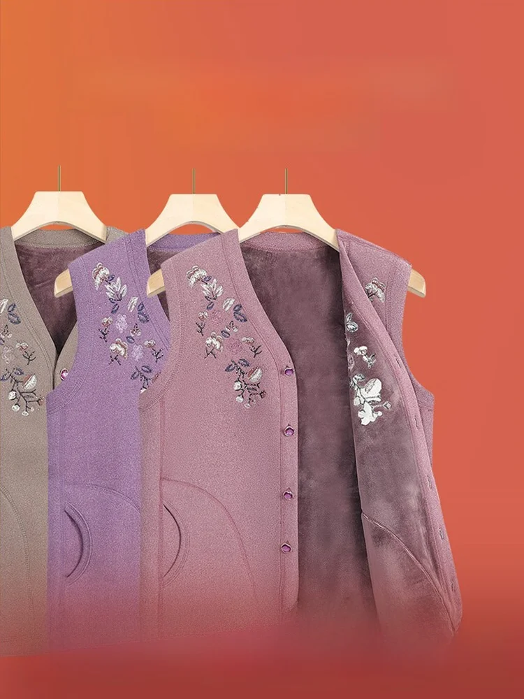 

Thiened Fce Vest for ly Women Autumn Winter Casual Loose Fit Long Pants V-Ne Single Button Closure ly Outerwear