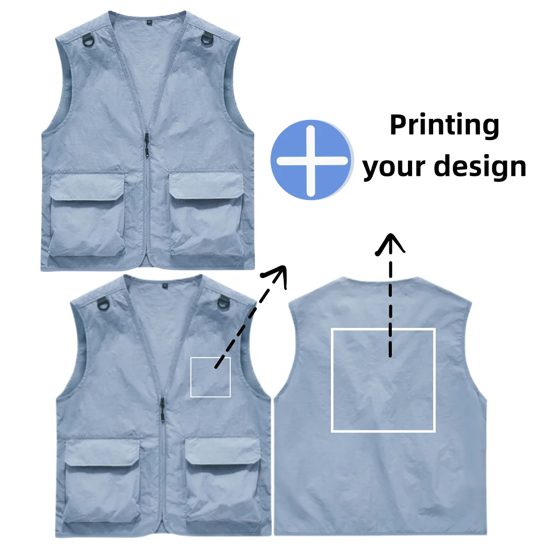 Quick-Drying Waterproof Spring Autumn Outdoor Work Vest for Hiking Fishing Photography Volunteers - Customizable Logo