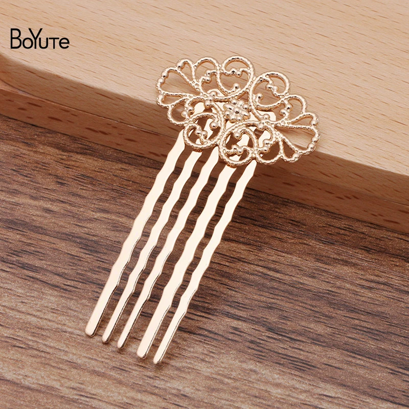 BoYuTe Custom Made (200 Pieces/Lot) Metal Brass Filigree Hair Comb 5 Teeth Tiara Diy Bridal Wedding Hair Accessories Wholesale