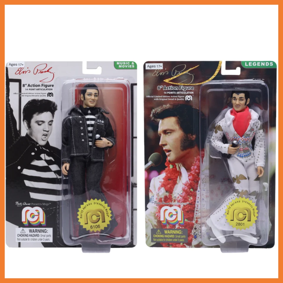 

Hot The Elvis Presley Aloha Jumpsuit Jailhouse Rock Hanging Card Halloween Toy Collectible Doll 8 Inch Action Figure