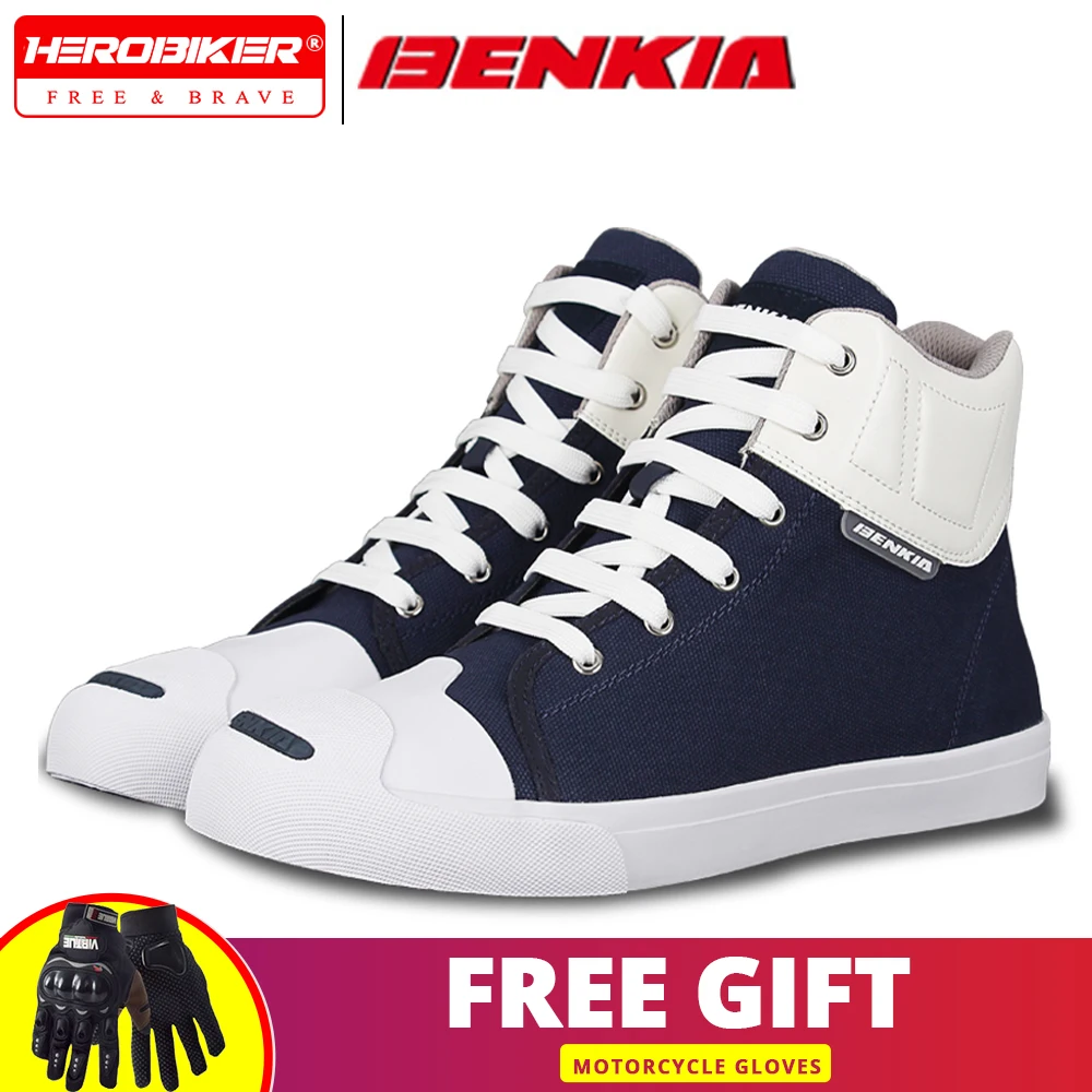

BENKIA Men Motorcycle Riding Shoes Non-slip Summer Male Wear-resistant Riding Boots Breathable Casual Shoes for Four Season