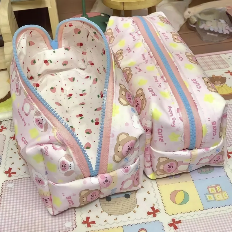 Cute Beaver Loopy Pencil Case Large Capacity Student Stationery Bag Learning Supplies Cartoon Anime Girl Storage Bag Makeup Bag
