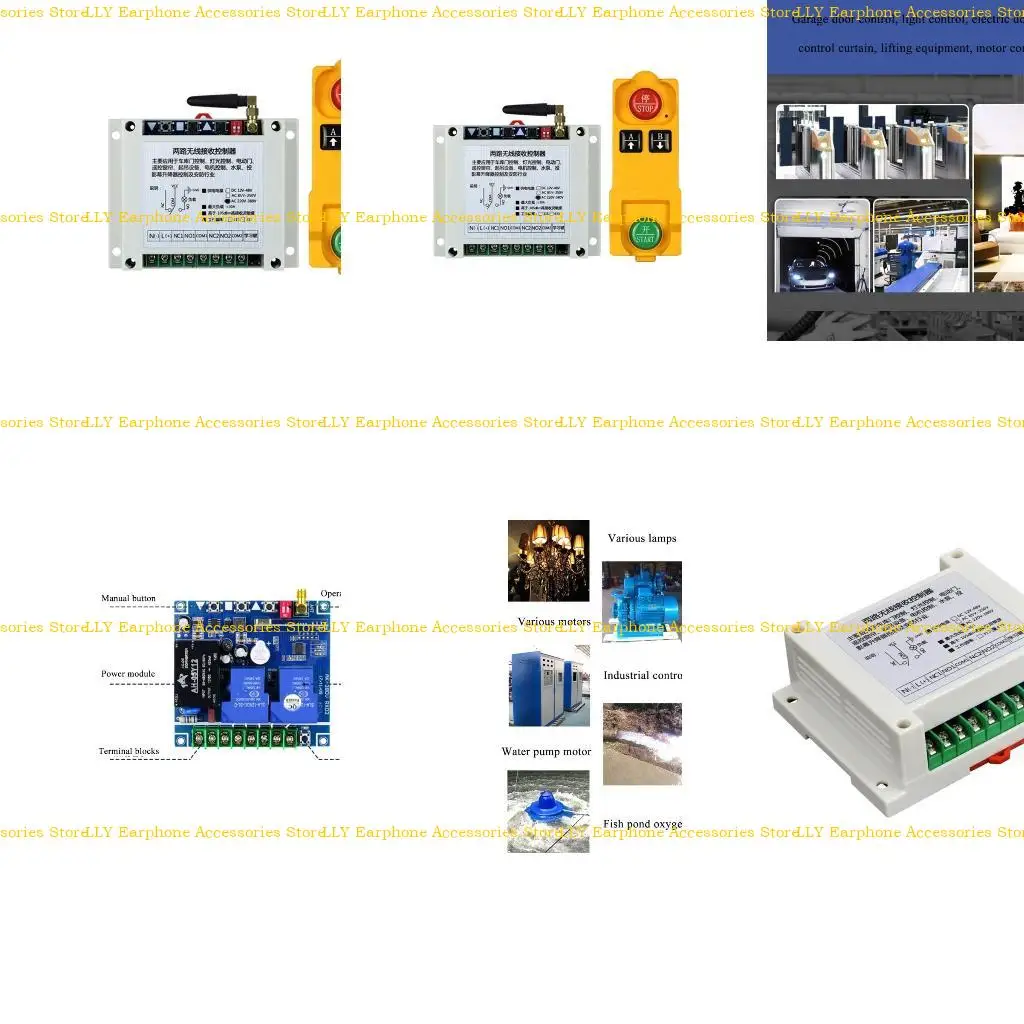 

462E Industrial Waterproof AC220V~380V 2CH Wireless Remote Control LED Light Switch RF Transmitter 315/433 MHz Receiver