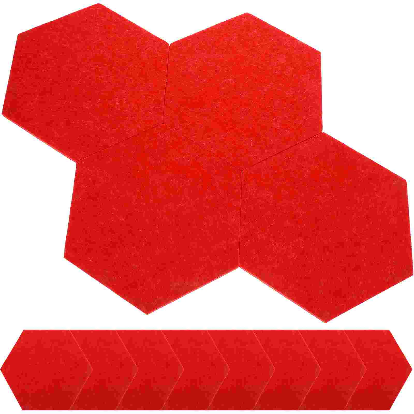 12 Pcs Felt Message Board Tiles Self Adhesive Red Soundproof Wall Boards for Photo Bulletin 10cm Office