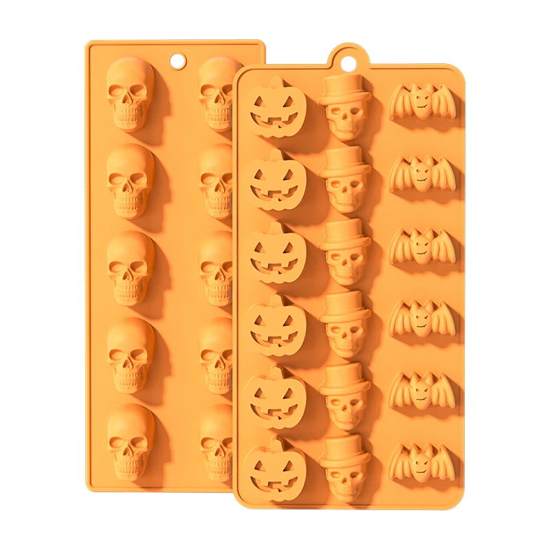 Halloween Molds Nonstick Halloween Silicone Pumpkin Cake Pan Chocolate Cupcakes Bat Skull Pumpkin Shape for Kitchen Baking Mold