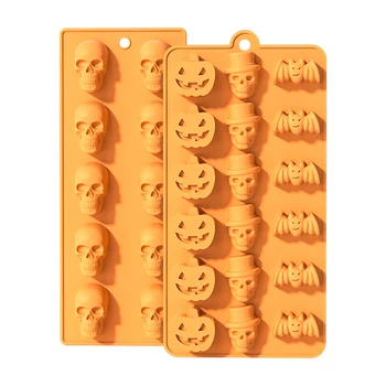 Halloween Mallen Anti-aanbak Halloween Siliconen Pompoen Cake Pan Chocolade Cupcakes Vleermuis Schedel Pompoen Vorm voor Keuken Bakvorm