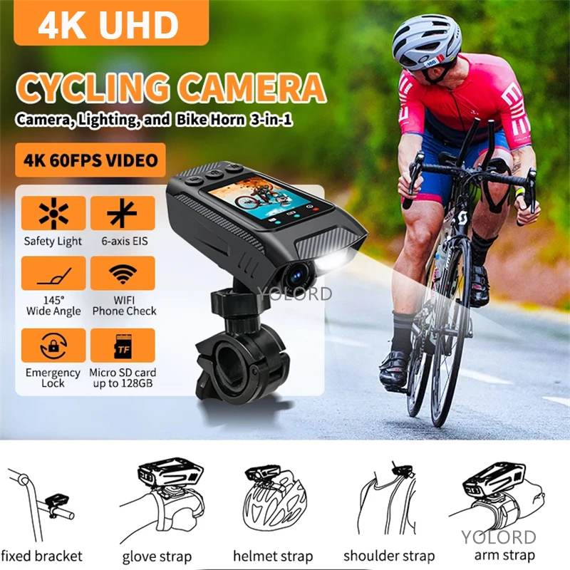 4K 60FPS Action Camera Bike Motorcycle Helmet Camera 1080P Outdoor Sport Cam Multifunction DV WiFi Bicycle Driver Recorder